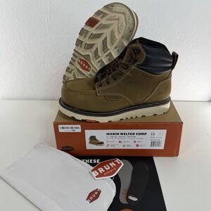 Brunt Marin Welted Boots Mens Sz 13 Dark Tan Waterproof Comp Toe SafetyExcellent